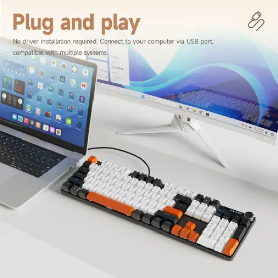 AJAZZ NK104 Wired RGB Hot-Swappable Mechanical Keyboard