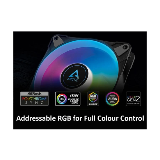 ARCTIC P12 PWM PST A-RGB BLACK 120 MM FAN WITH CABLE SPLITTER (3 PACK)