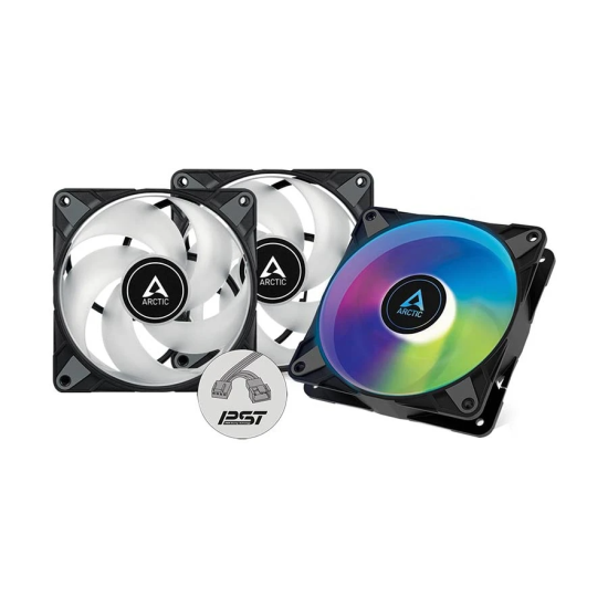 ARCTIC P12 PWM PST A-RGB BLACK 120 MM FAN WITH CABLE SPLITTER (3 PACK)