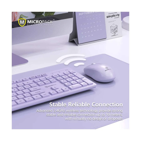 Micropack KM-237W Wireless Keyboard & Mouse Combo | Purple