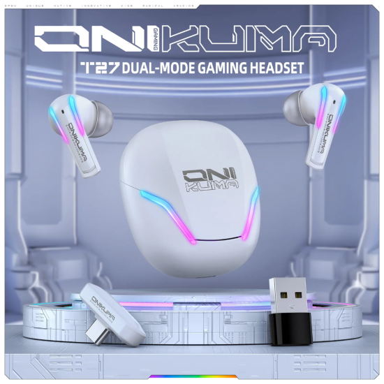 ONIKUMA T27 2.4G Wireless Gaming Earbuds with ENC Mic|White