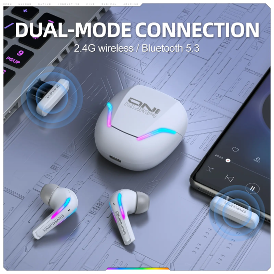 ONIKUMA T27 2.4G Wireless Gaming Earbuds with ENC Mic|White
