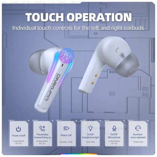 ONIKUMA T27 2.4G Wireless Gaming Earbuds with ENC Mic|White