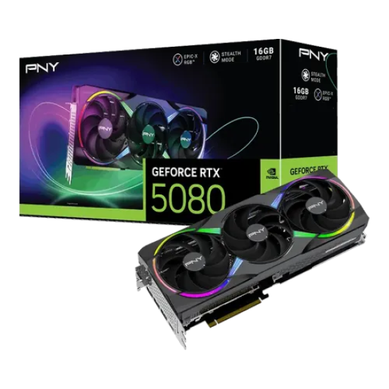PNY GeForce RTX 5080 GDDR7 16GB ARGB EPIC-X RGB OC Triple Fan Graphics Card