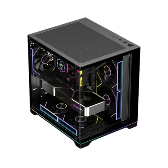 PC Power Darkion Infinity Mid Tower  Micro ATX Black Gaming Casing