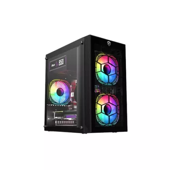 PC Power Spider Web Crystal Mini Black 3 FANS Gaming Case With 230W PSU