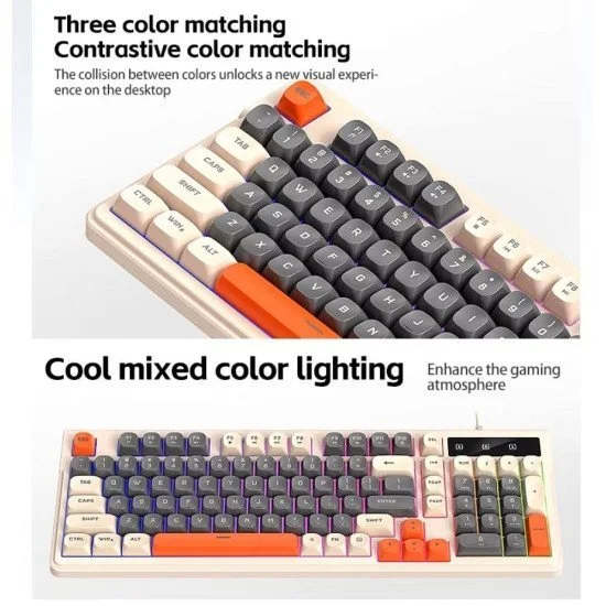 T-WOLF T13 Mixed Color Keycaps LED Gaming Keyboard