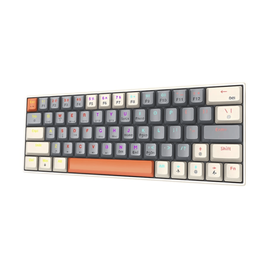 T-Wolf T30 Tri-Mode RGB Mechanical Keyboard|MILK TEA  GREY