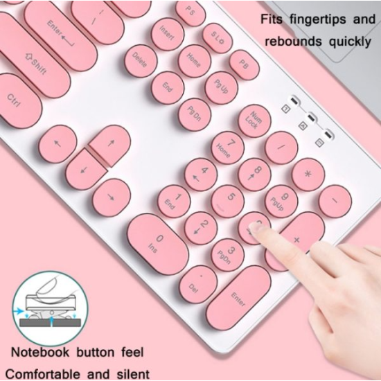 T-Wolf TF770 Wireless Keyboard Mouse Combo | Pink