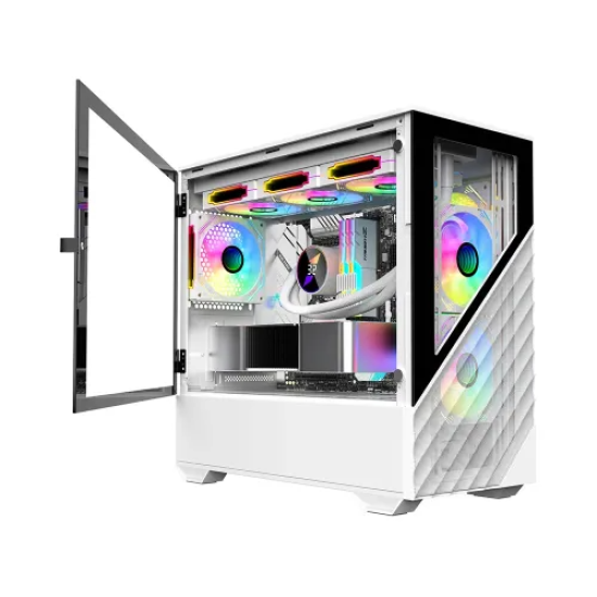 1STPLAYER D7 WHITE FC7 ARGB FAN ATX MID-TOWER Gaming Casing