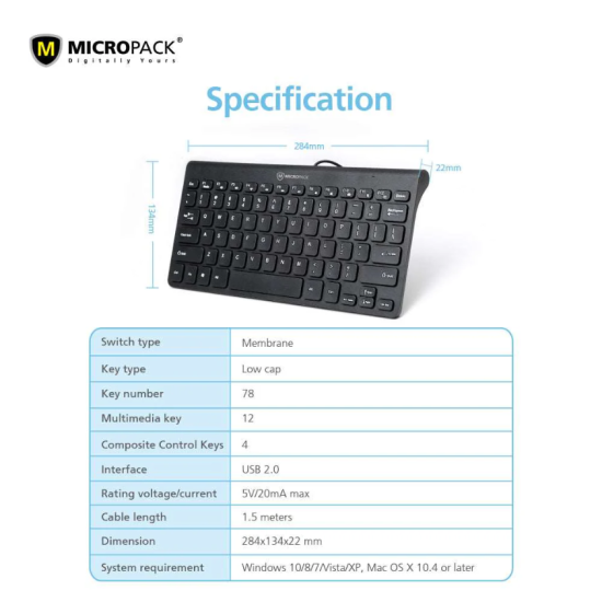 Micropack K2208 USB Mini Keyboard