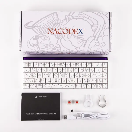 Ajazz NK68 Wired 68-Key Hot-Swappable Mechanical Keyboard|White Contour