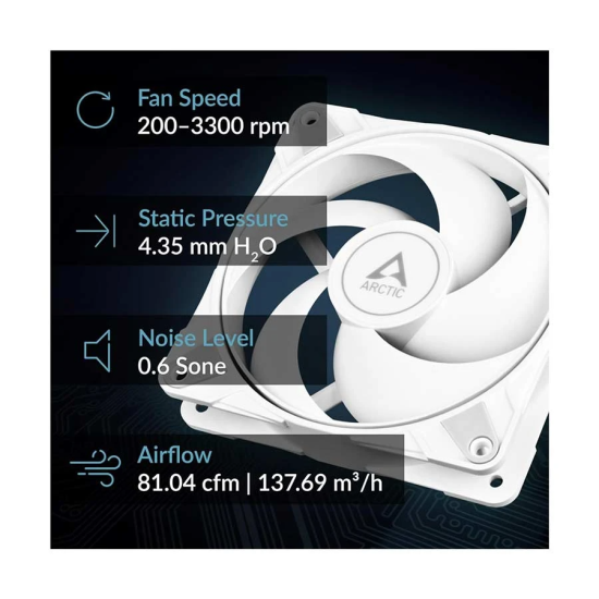 ARCTIC P12 MAX (WHITE) 120mm HIGH-SPEED PWM FAN