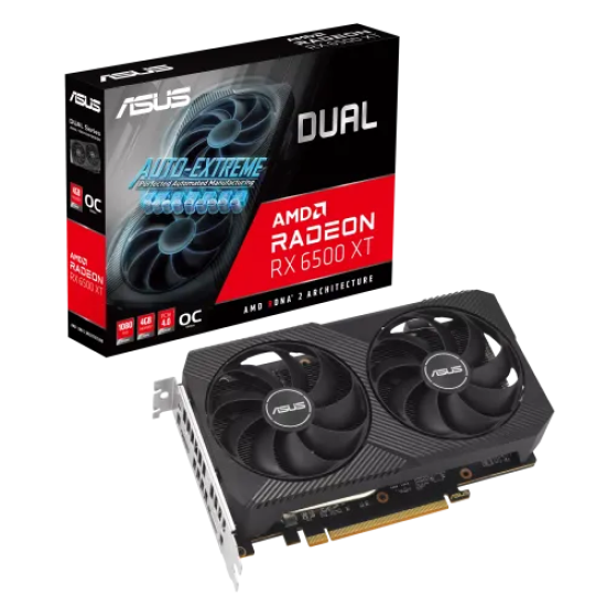 ASUS Dual Radeon RX 6500 XT V2 OC Edition GDDR6 4GB Graphics Card