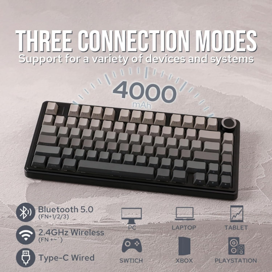 Aula F75 Pro Tri-Mode Wireless Gasket Mounted Mechanical Keyboard, Black Gradient |Reaper Switch