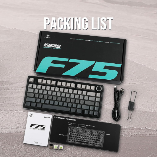 Aula F75 Pro Tri-Mode Wireless Gasket Mounted Mechanical Keyboard, Black Gradient |Reaper Switch