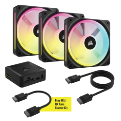 Corsair iCUE LINK QX120 RGB 3 in 1 120mm PWM Case Fan Starter Kit with iCUE LINK System Hub|Black