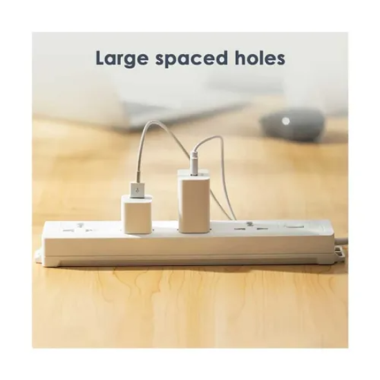 Deli ET405 2 Pin 6 Port Three Meter Power Strip