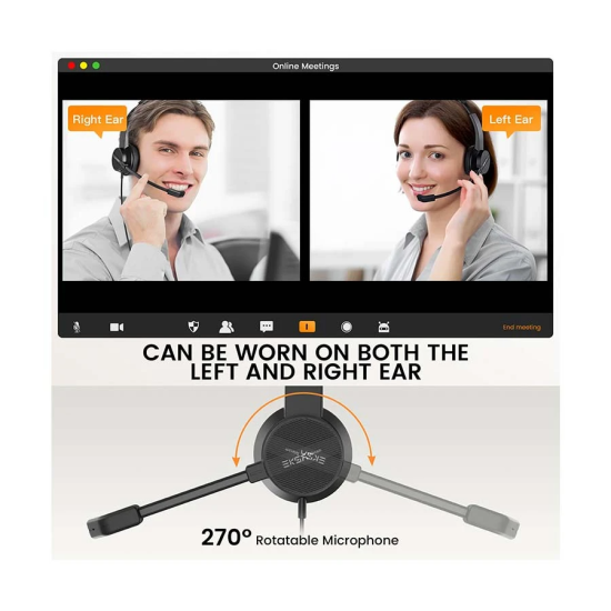 EKSA Telecom H15 Wired Over-Ear Professional Headphone