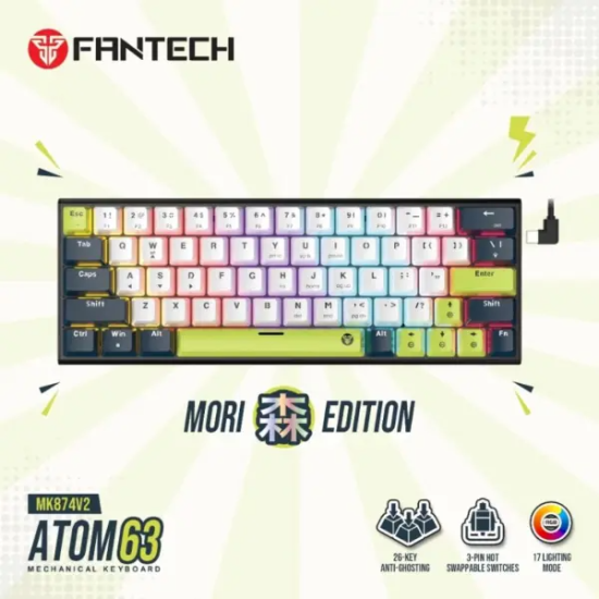 FANTECH ATOM 63 MK874V2 MORI EDITION MECHANICAL GAMING KEYBOARD|White Blue