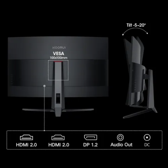 KOORUI G3221SC 31.5" 2K QHD VA Curved 170Hz Gaming Monitor