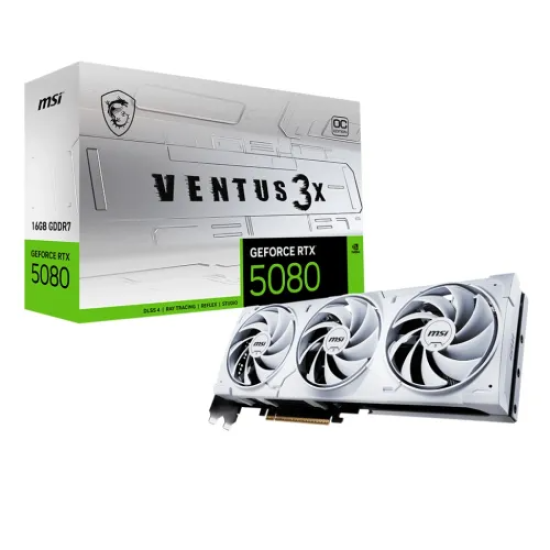 MSI GeForce RTX 5080 16G VENTUS 3X OC 16GB GDDR7 Graphics Card | WHITE