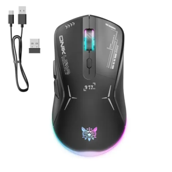 Onikuma CW917 RGB Dual Mode Wired + 2.4GHz Wireless Mouse| White