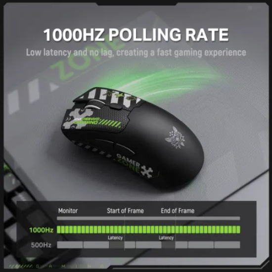 Onikuma DM01 Tri-Mode RGB Backlit Wireless Gaming Mouse With Sticker