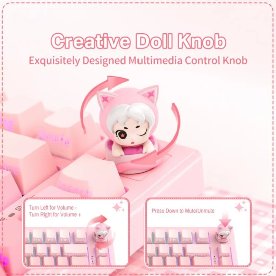 Onikuma MT707 RGB Tri-Mode 81 Keys Mechanical Keyboard with Creative Doll Knob