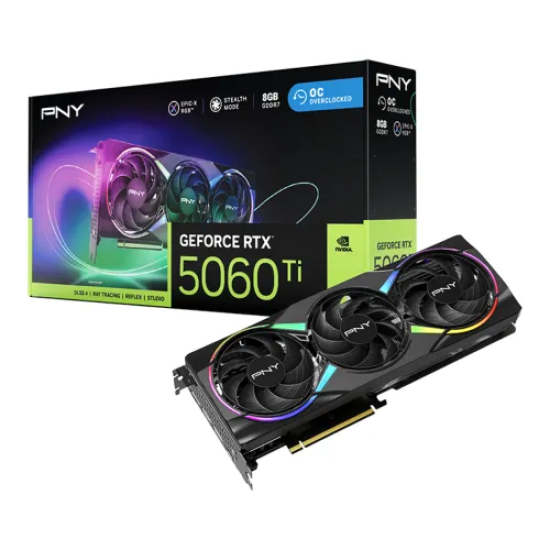 PNY GeForce RTX 5060 Ti GDDR7 8GB EPIC-X RGB OC Triple Fan Graphics Card