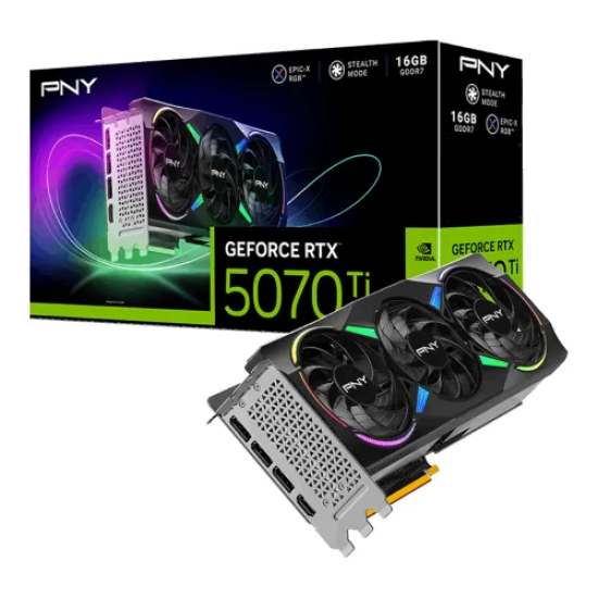 PNY GeForce RTX 5070 Ti ARGB EPIC-X RGB Triple Fan GDDR7 16GB Graphics Card