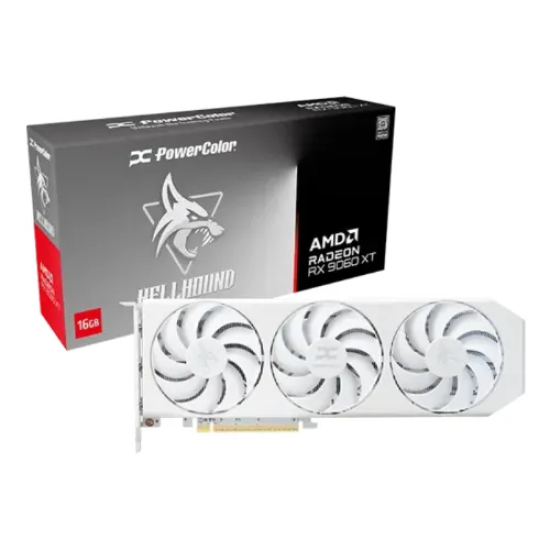 PowerColor Hellhound Spectral White AMD Radeon RX 9060 XT GDDR6 16GB Graphics Card