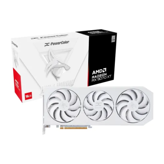 PowerColor Hellhound Spectral White AMD Radeon RX 9070 XT GDDR6 16GB Graphics Card