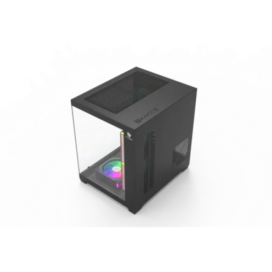 T-Wolf Mystery Box NV X5 Infinity ARGB M-ATX Mid Tower Gaming Casing | Black