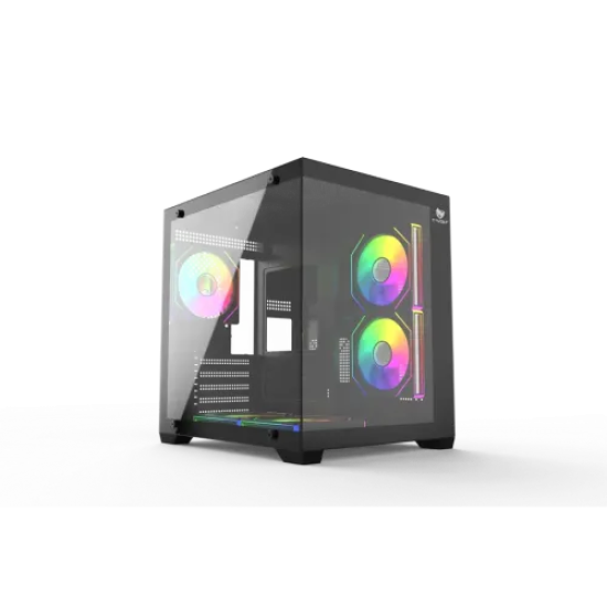 T-Wolf Mystery Box NV X5 Infinity ARGB M-ATX Mid Tower Gaming Casing | Black