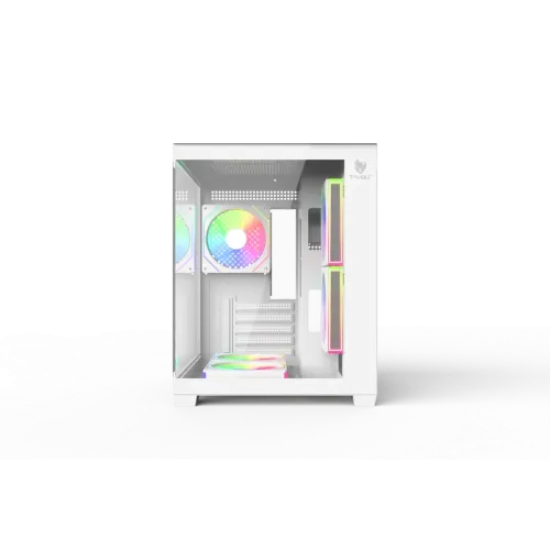 T-Wolf Mystery Box NV X5 Infinity ARGB M-ATX Mid Tower Gaming Casing | White