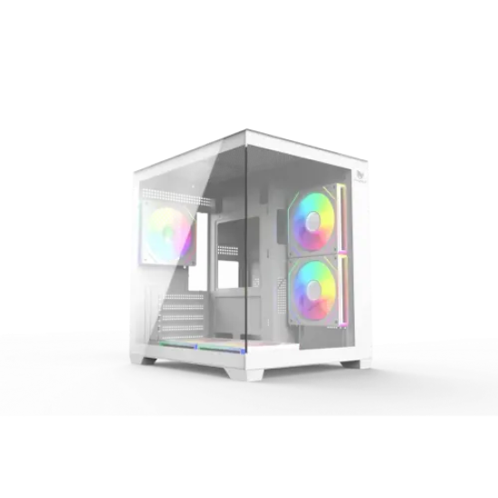 T-Wolf Mystery Box NV X5 Infinity ARGB M-ATX Mid Tower Gaming Casing | White