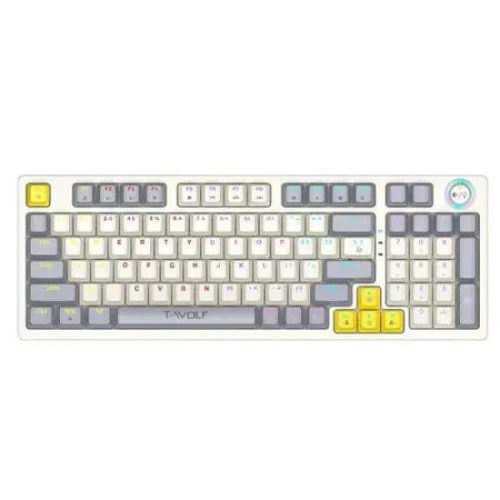 T-Wolf T50 Wired RGB Mechanical Gaming Keyboard | White-Gray