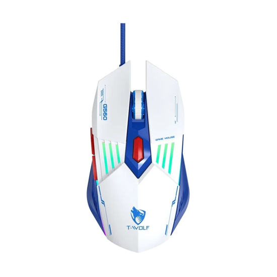 T-Wolf TF610 RGB White-Blue Gaming Keyboard Mouse Combo