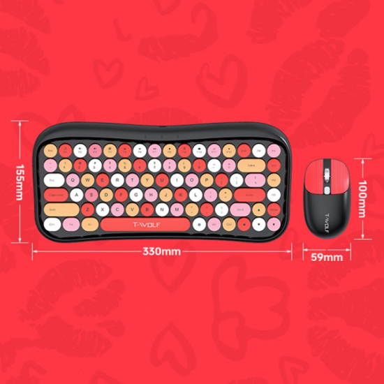 T-Wolf TF660 Wireless ABS Material Keyboard Mouse Combo | Red