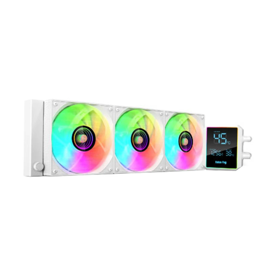 Value-Top TYDAL 360DW 360mm White ARGB AIO Liquid Cooler with Temperature Display